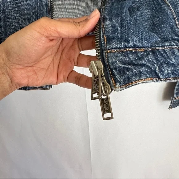 Tommy Hilfiger Women's Nautical Print Long Sleeve Full Zipper Denim Jacket sz SP - Picture 11 of 15